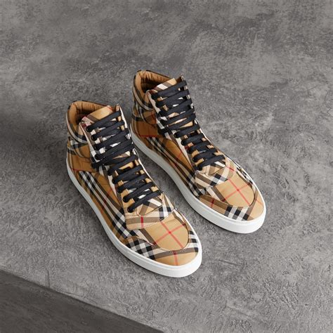 burberry men's high top sneakers|burberry vintage check high top.